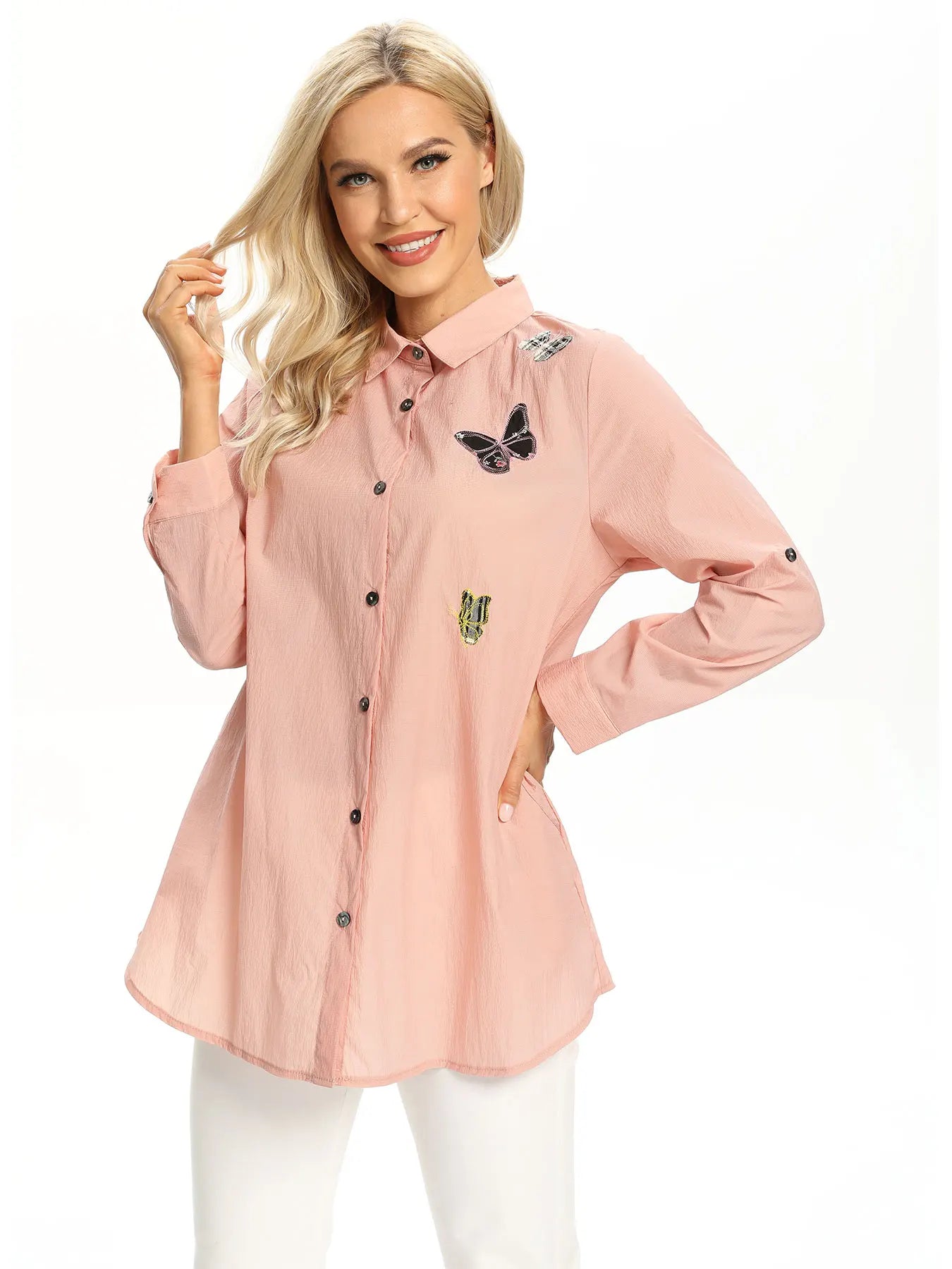 Women Woven Fashionable Casual Shirt For Spring And Autumn